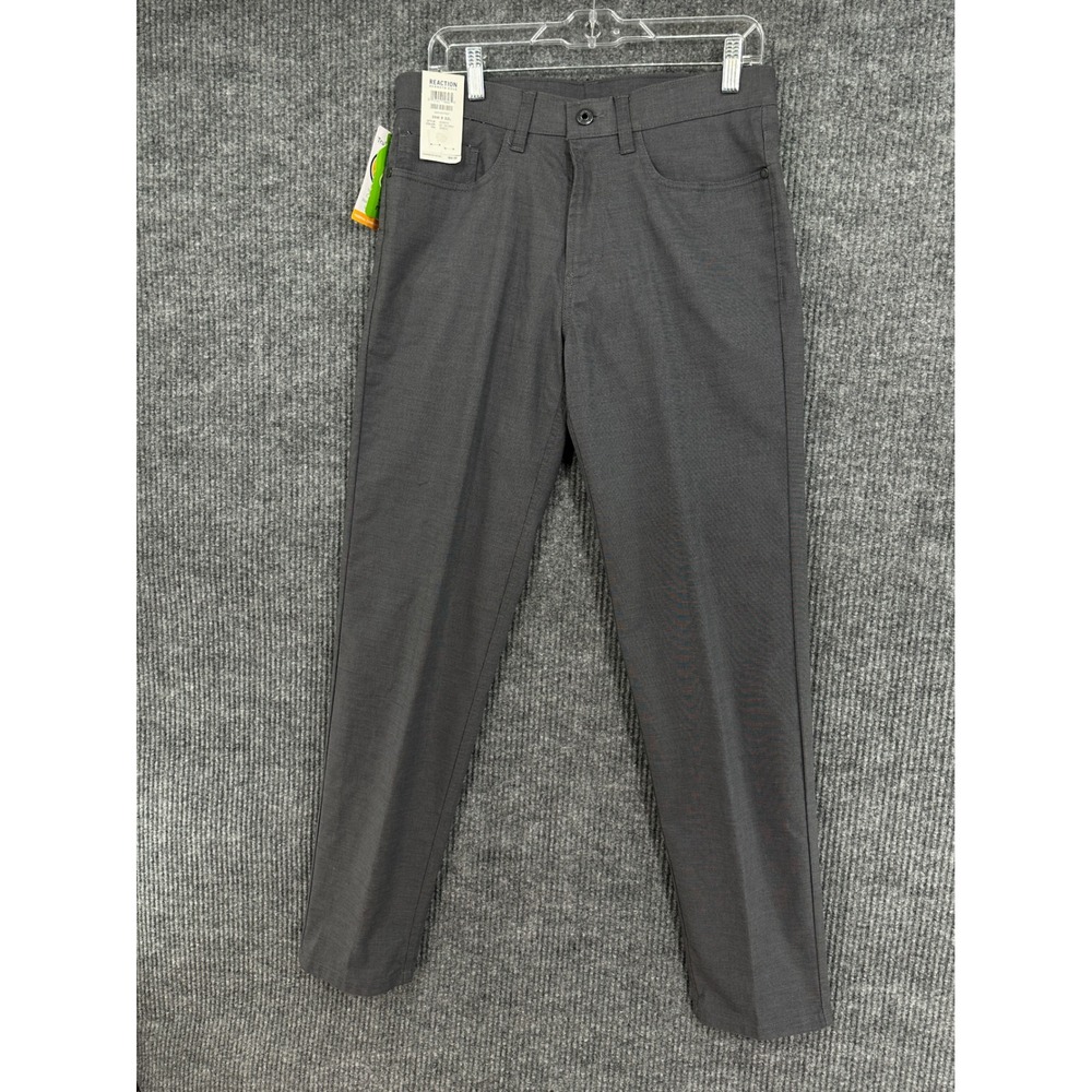 Kenneth Cole Reaction Canvas Pants Mens 30x32 Dark Grey New Slim Fit TruTemp 365